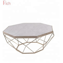 Marble top Stainless steel golden color coffee side table furniture